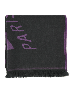 Givenchy Logo Scarf, Wool, Black/Purple, 3*