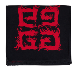 Givenchy 4G Flame Scarf, Wool/Silk, Black/Red, 2*