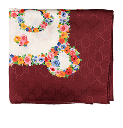 Gucci GG Floral Scarf, Silk, Burgundy/Multi, MII, 3*