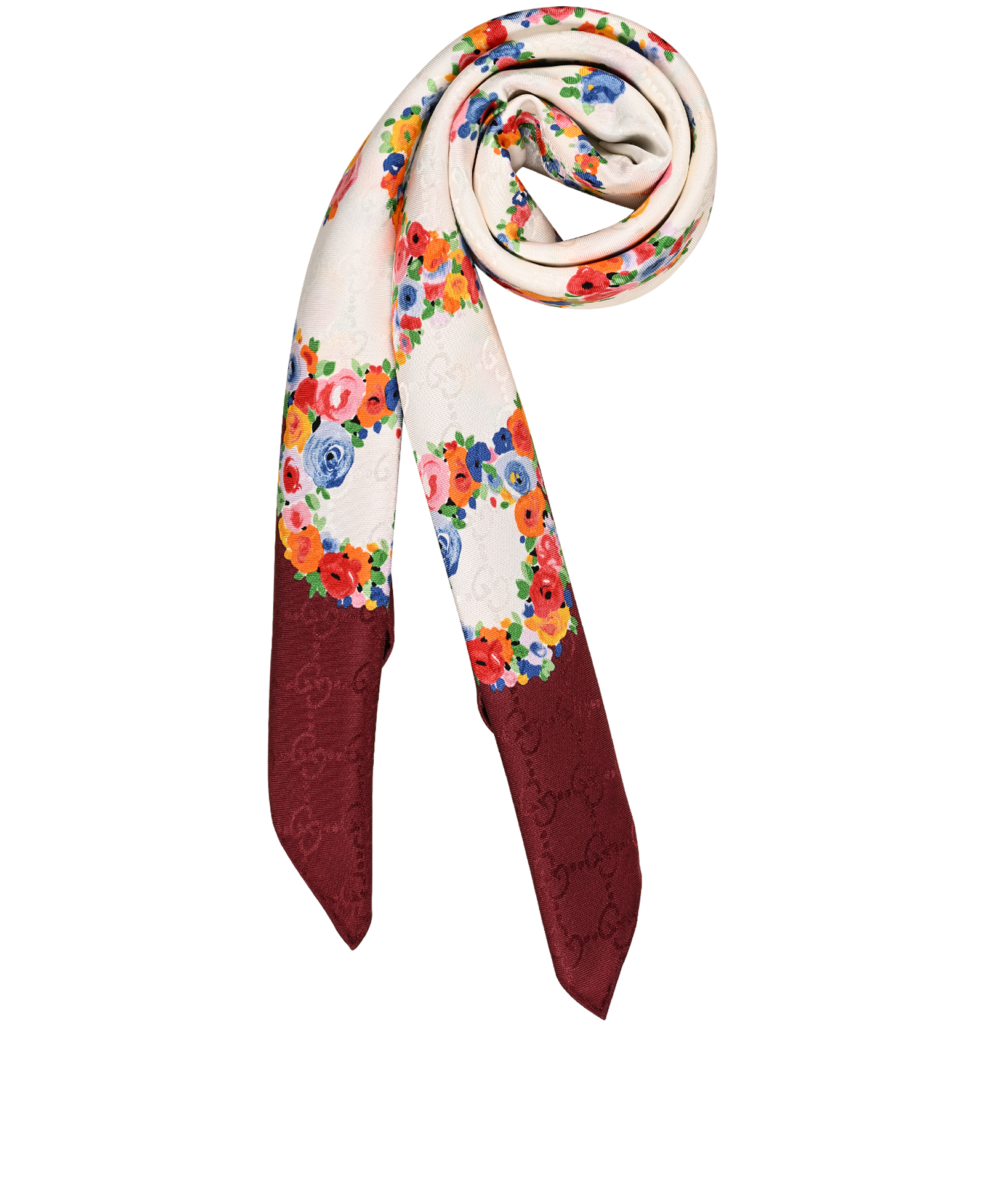 Gucci GG Floral Scarf, &pound;220, Accessories, Burgundy, Silk, Other view