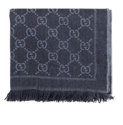 Gucci Jacquard Pattern Scarf, Wool, Grey, B, 3*
