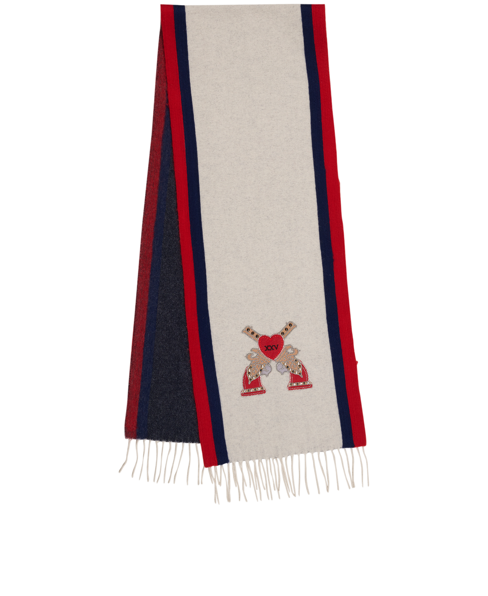 Gucci Hollywood Forever Graphic Scarf, &pound;230, Accessories, Blue/Grey/Red, Cashmere/Silk, Back view