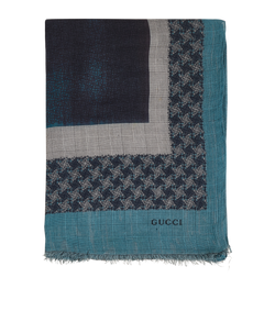 Gucci Ombre Effect Scarf, Mens, Wool, Grey/Blue, 2*