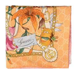 Gucci GG Lilies Scarf, Silk, Yellow/Multi, MII, 2*