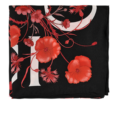 Gucci Floral Scarf, &pound;220, Accessories, Black/Red/White, Silk, Front view
