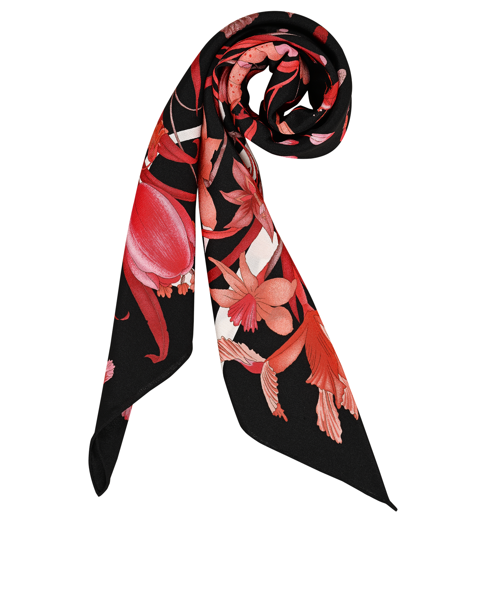 Gucci Floral Scarf, &pound;220, Accessories, Black/Red/White, Silk, Other view