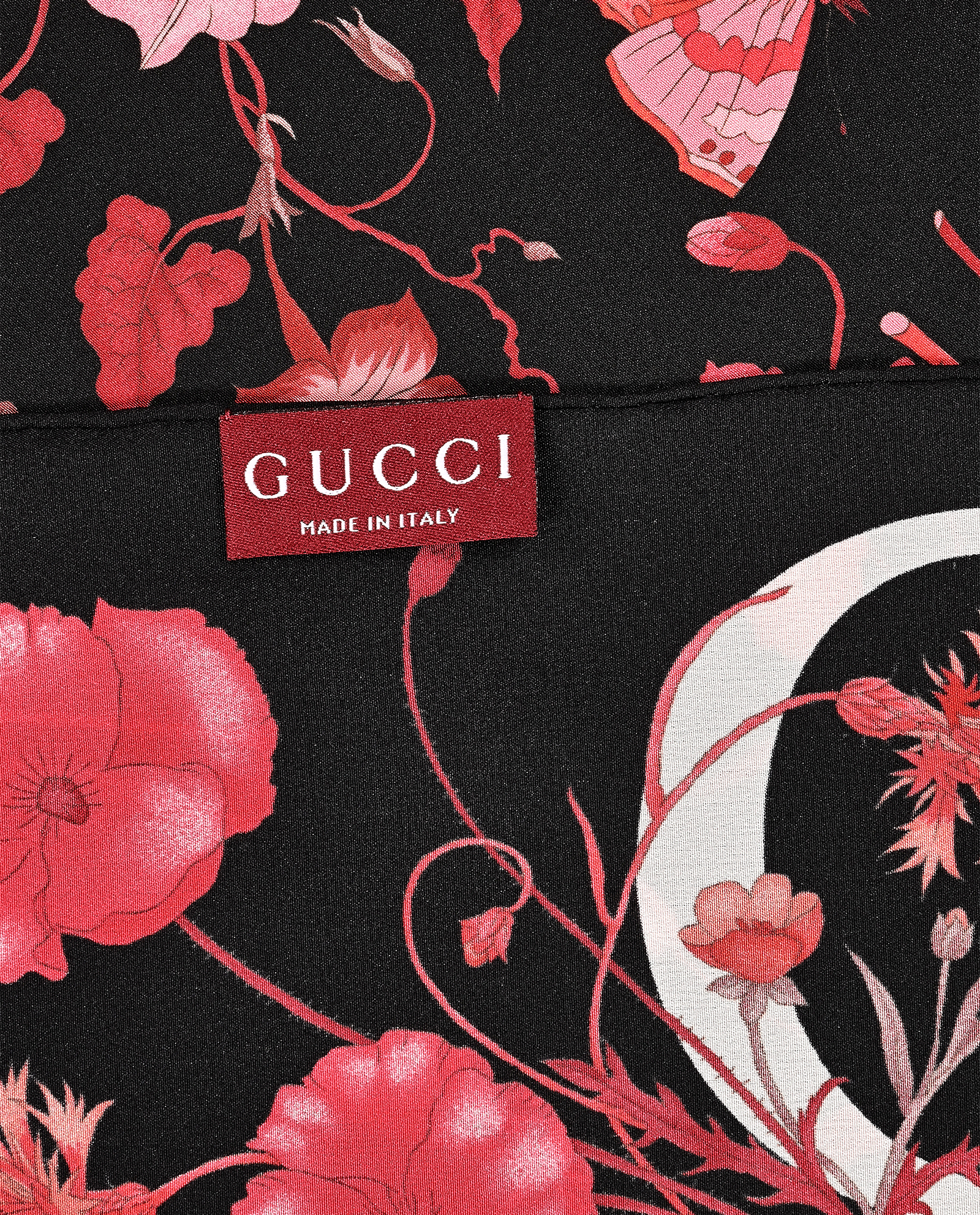 Gucci Floral Scarf, &pound;220, Accessories, Black/Red/White, Silk, Other view