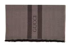Gucci Striped Scarf, Wool, Brown, MII, 3*