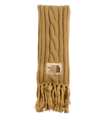 Gucci x The North Face Fringed Scarf, £175, Accessories, Beige, Wool, Front view