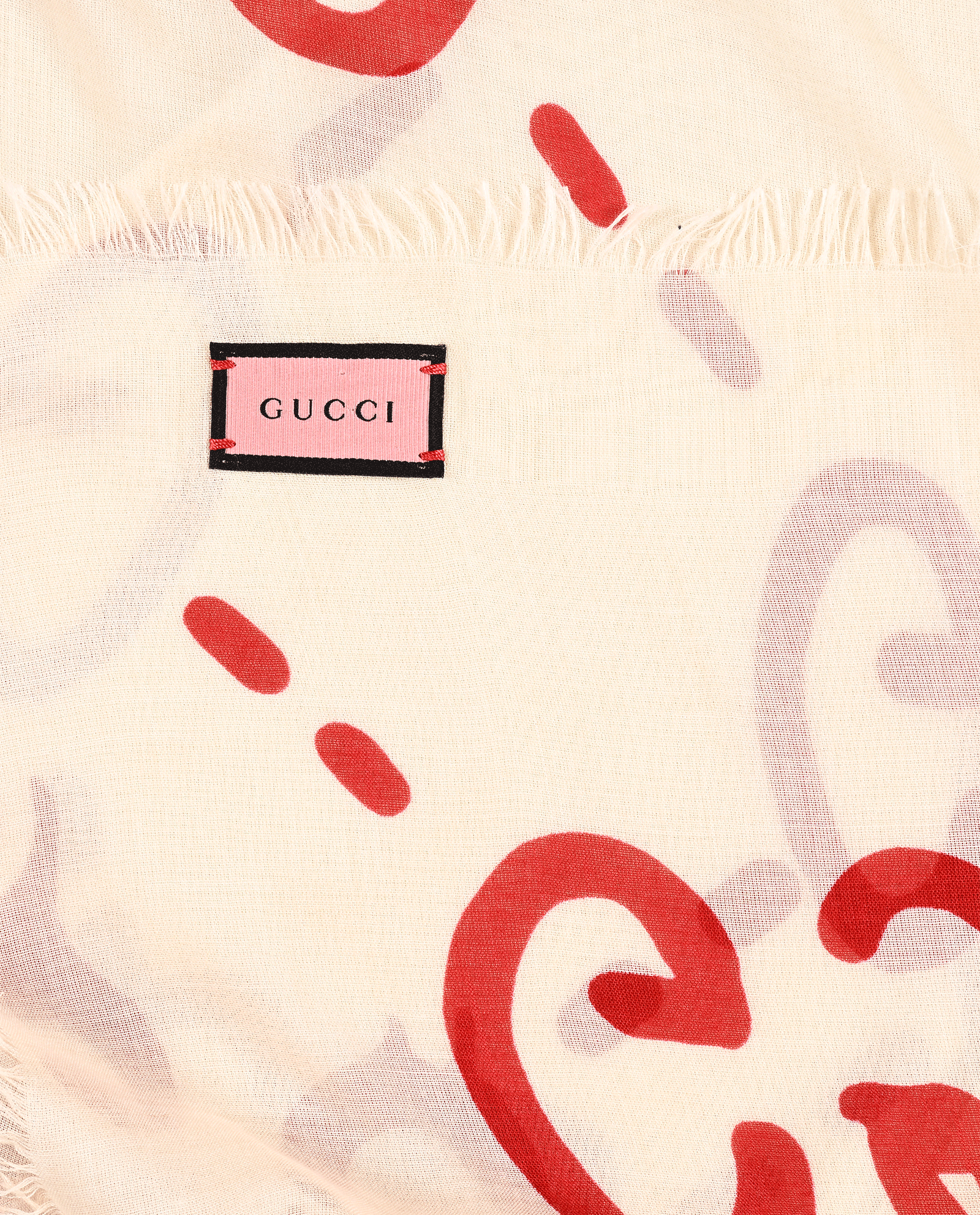 Gucci Ghost Print Scarf, &pound;220, Accessories, Cream/Red, Modal/Silk, Other view