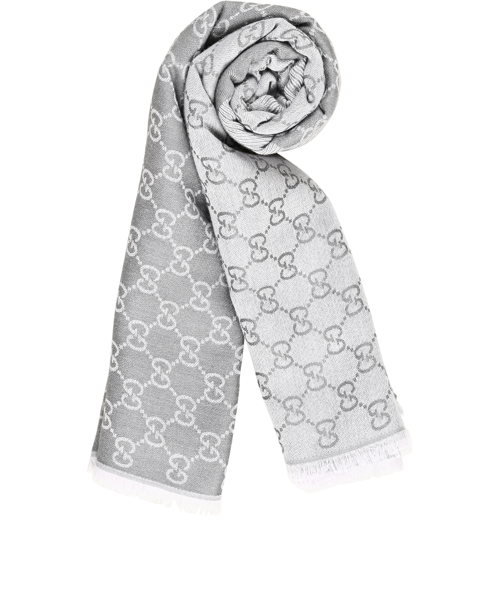 Gucci GG Fringed Shawl, &pound;230, Accessories, Grey, Silk/Wool, Other view