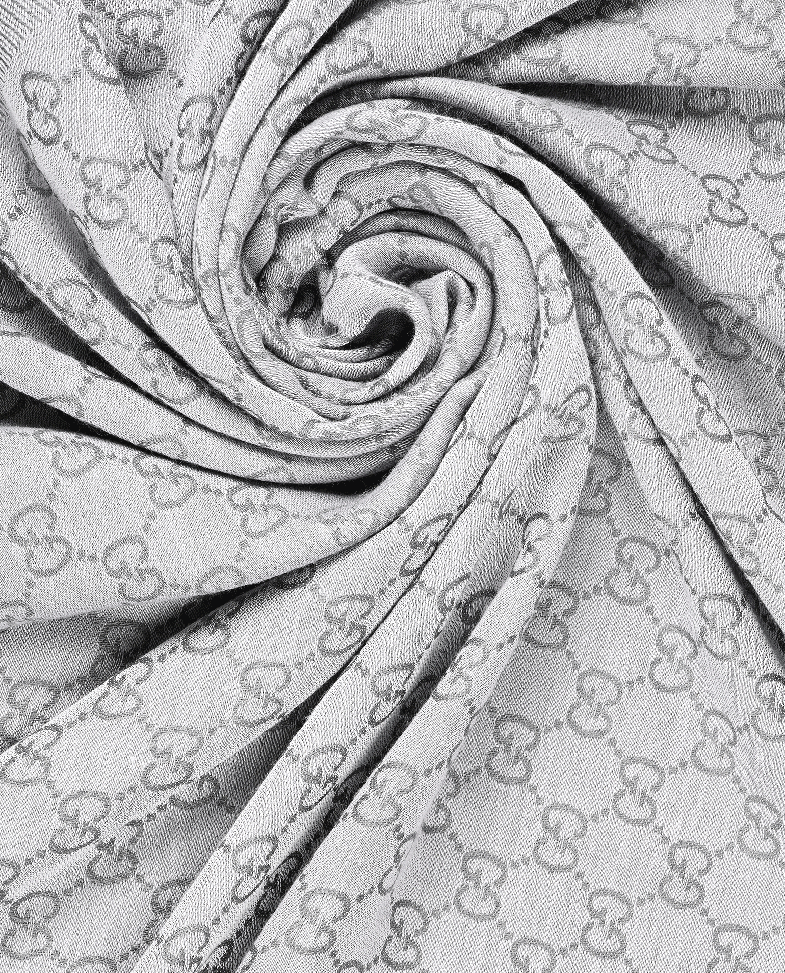 Gucci GG Fringed Shawl, &pound;230, Accessories, Grey, Silk/Wool, Other view