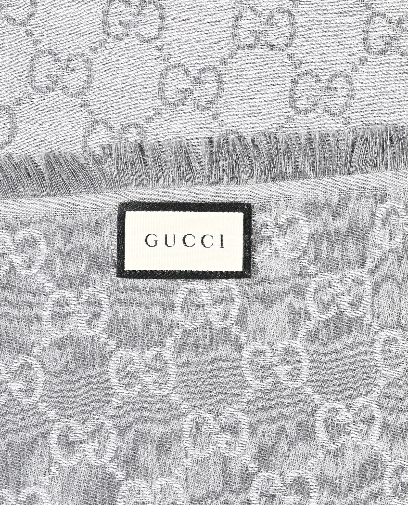 Gucci GG Fringed Shawl, &pound;230, Accessories, Grey, Silk/Wool, Other view