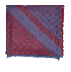 Gucci GG Shawl, Wool/Silk, Red/Blue, 2*