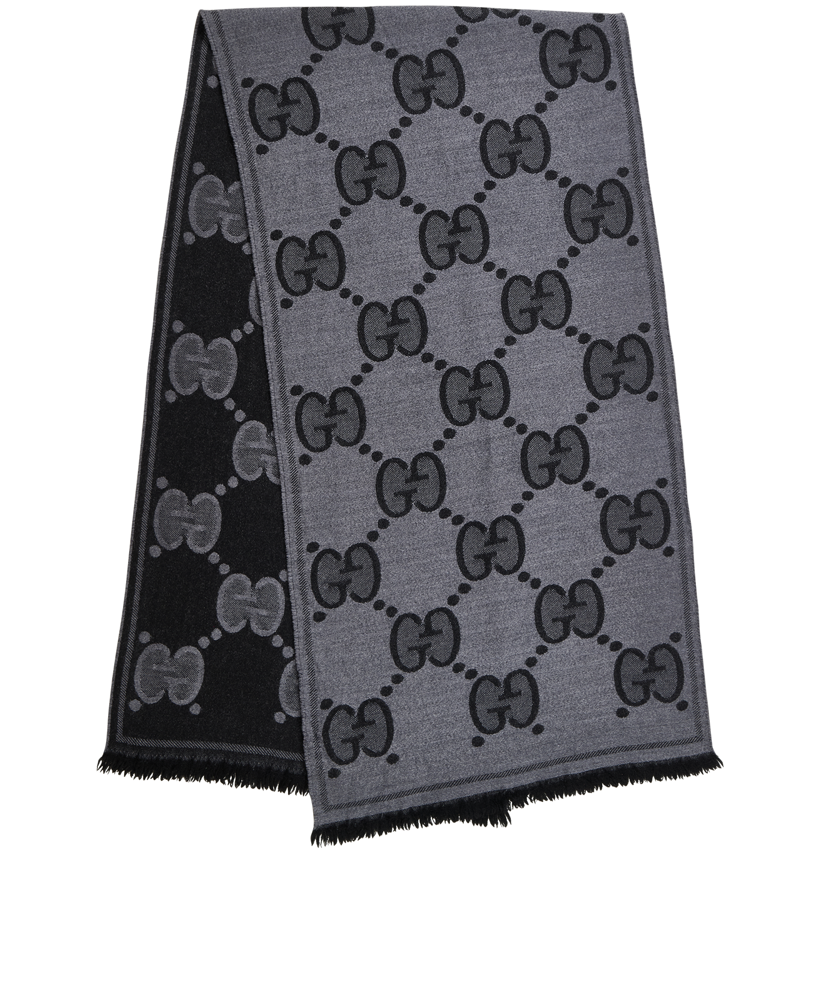 Gucci GG Scarf, &pound;225, Accessories, Black/Grey, Wool, Back view