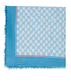 Gucci Horsebit Scarf, Modal, Blue, MII, 3*