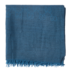 Gucci GG Supreme Scarf, Wool/Silk, Blue, 3*