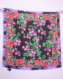 Flora Scarf, Floral Print, Silk, Black/Multicolour (Made in Italy)