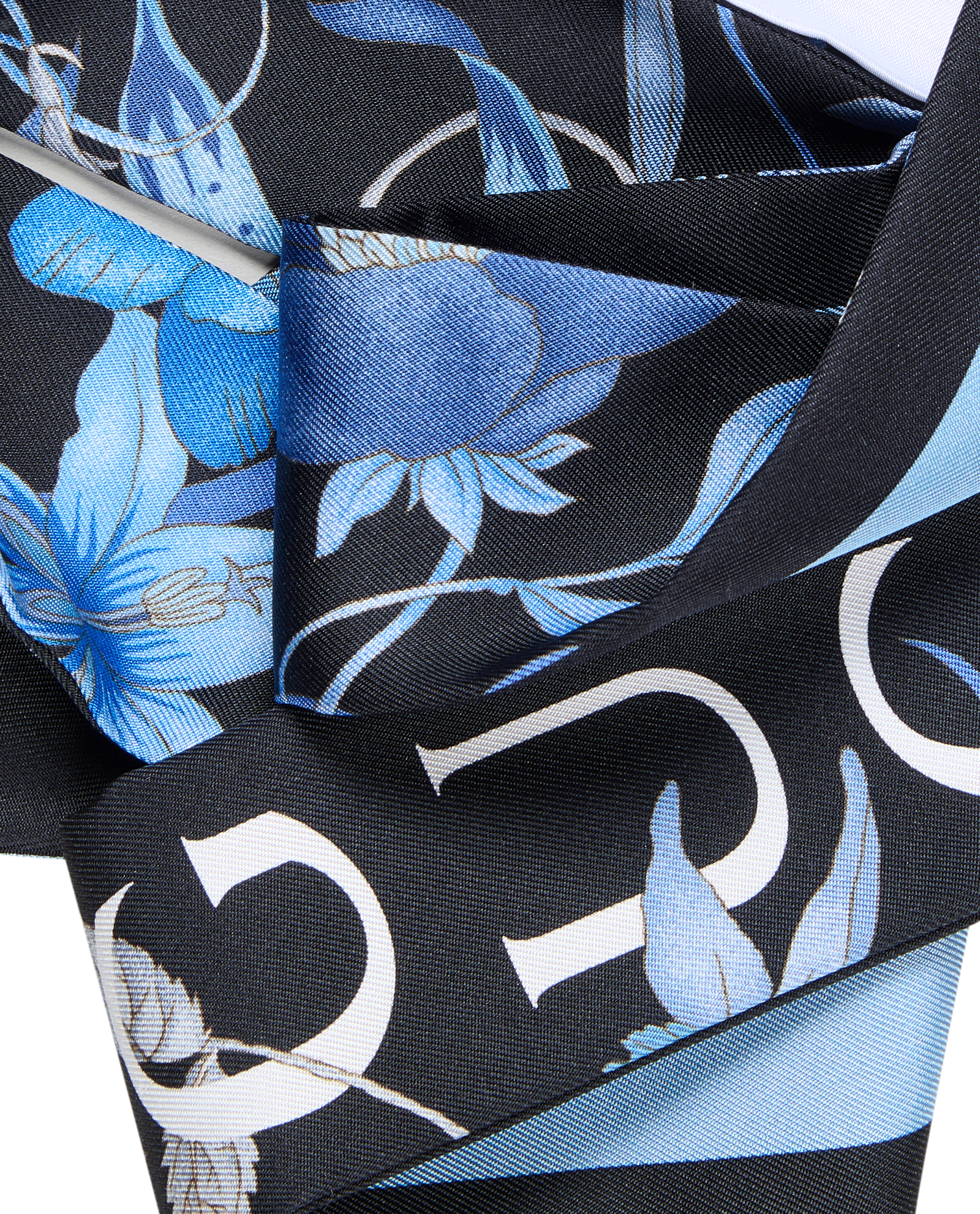 Gucci Floral Print Neck Bow, &pound;120, Accessories, Black/Blue, Silk, Other view