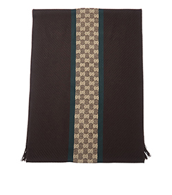 Gucci Panel GG Scarf, Wool, Brown/Gold, 2