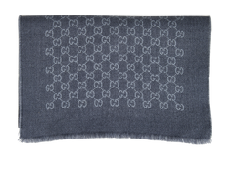 Gucci GG Scarf, Wool, Grey, 3*