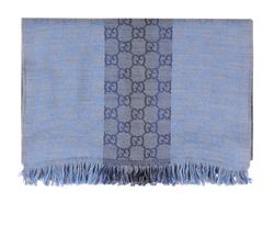 Gucci GG Striped Scarf, Wool, Blue/Navy, 3*