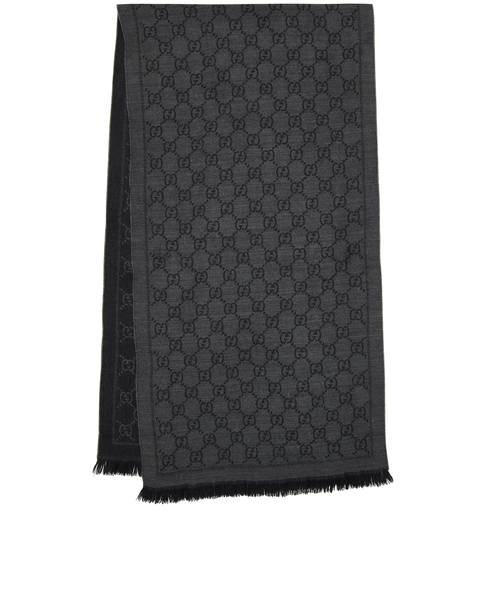 Gucci GG Fringed Scarf, &pound;180, Accessories, Grey, Wool, Back view