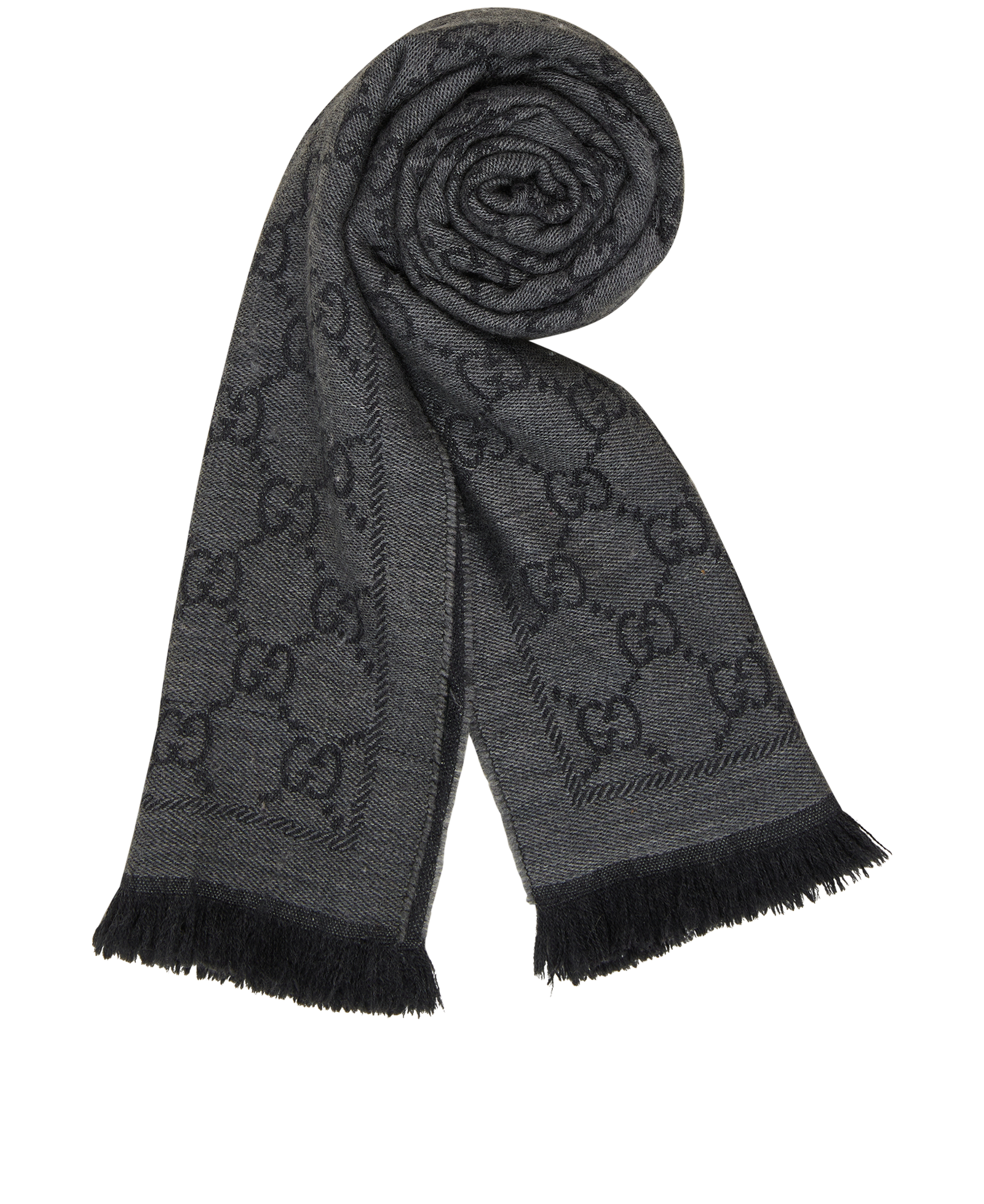 Gucci GG Fringed Scarf, &pound;180, Accessories, Grey, Wool, Other view
