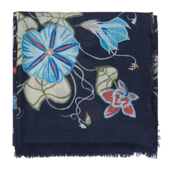 Gucci Floral Scarf, Wool/Silk, Blue/Green, 2*