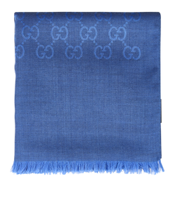 Gucci GG Shawl, Wool/Silk, Blue, MII, 3*