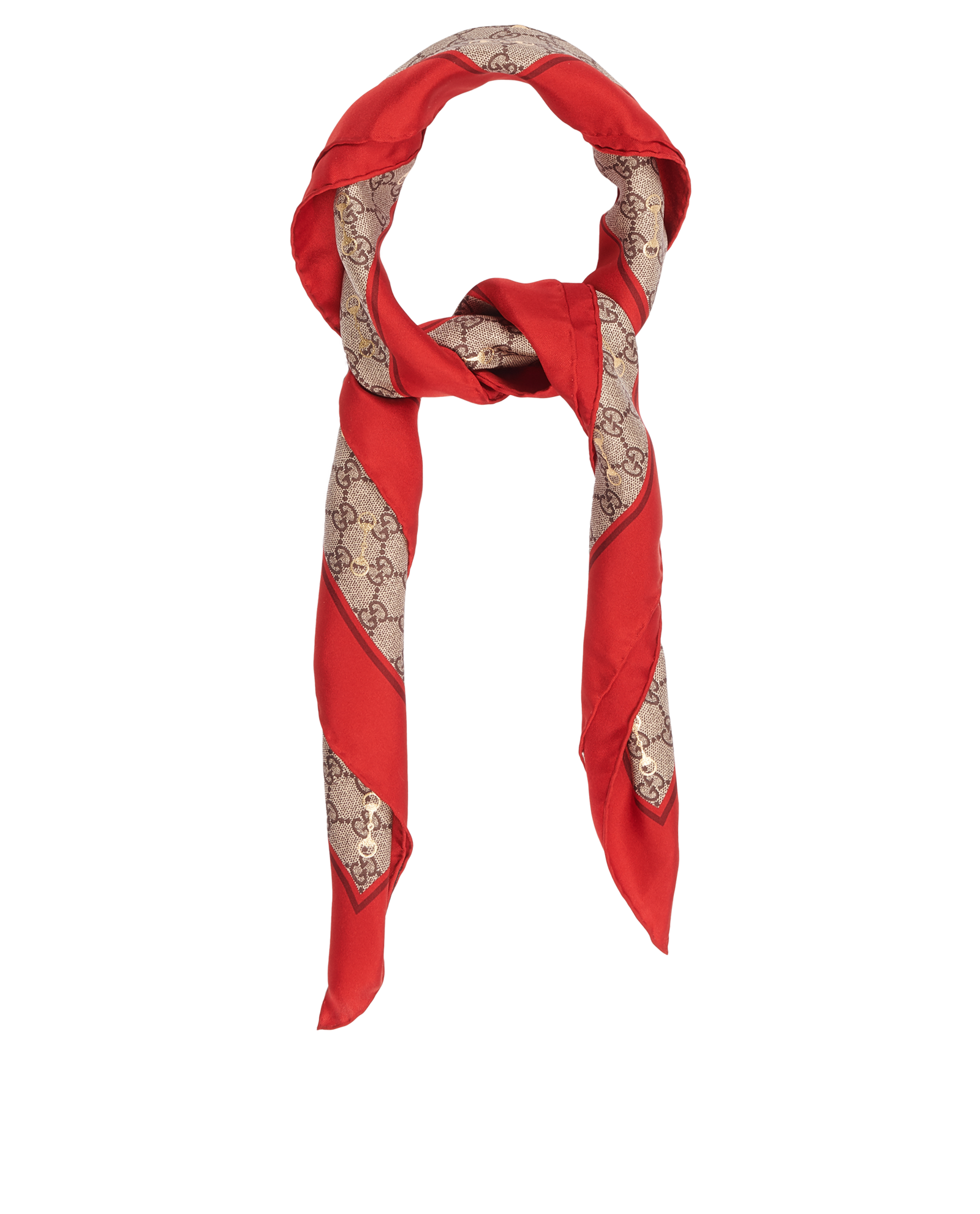 Gucci Horsebit Scarf, &pound;160, Accessories, Brown/Red, Silk, Other view