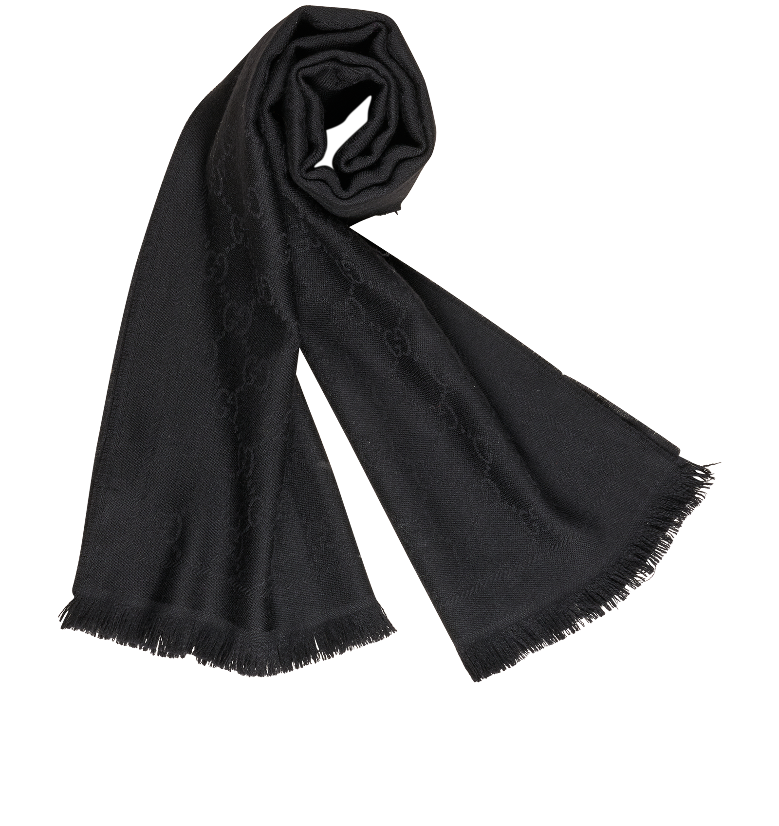 Gucci GG Fringed Scarf, &pound;230, Accessories, Black, Wool, Other view