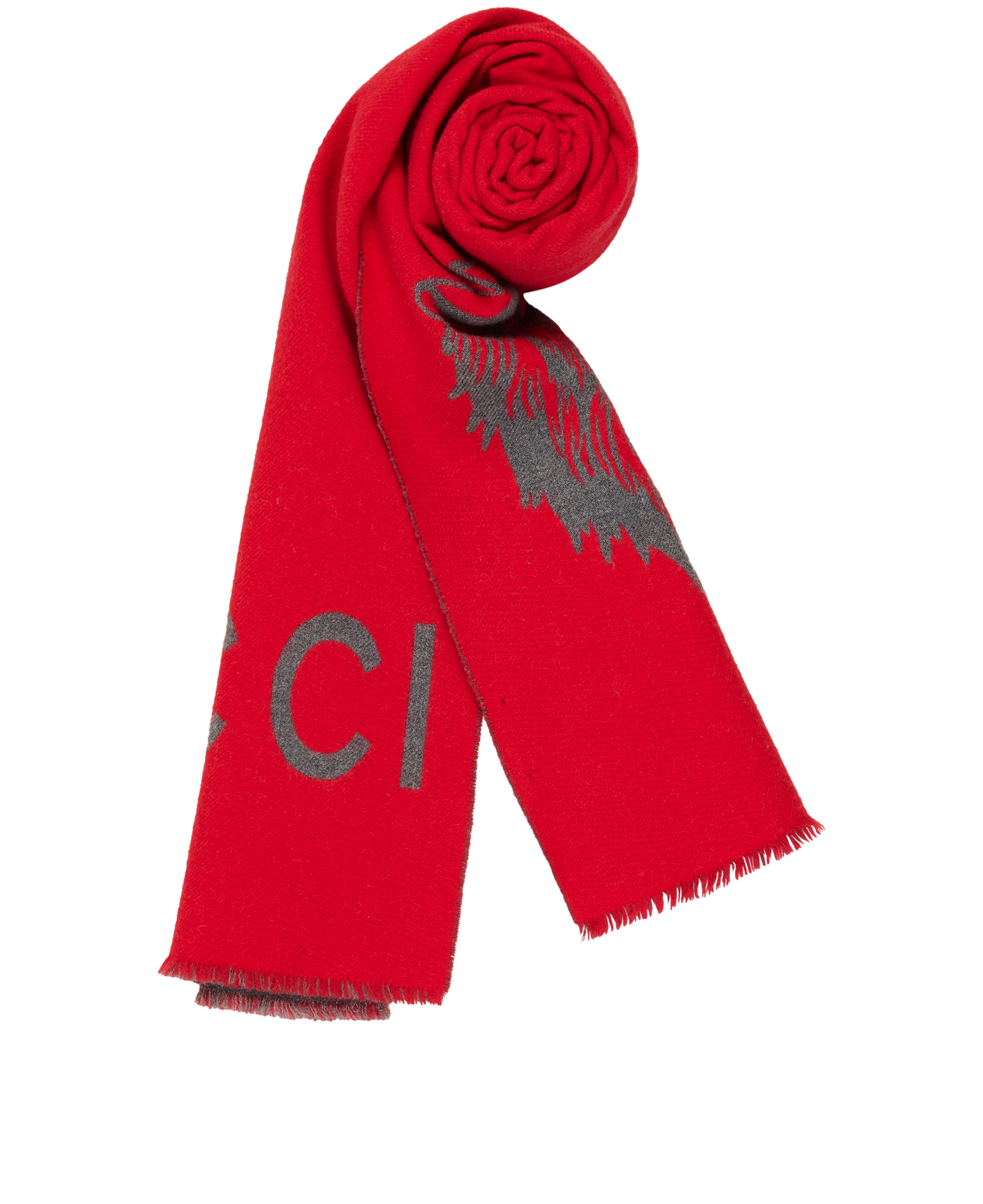 Gucci Wolf Scarf, &pound;250, Accessories, Grey/Red, Wool, Other view