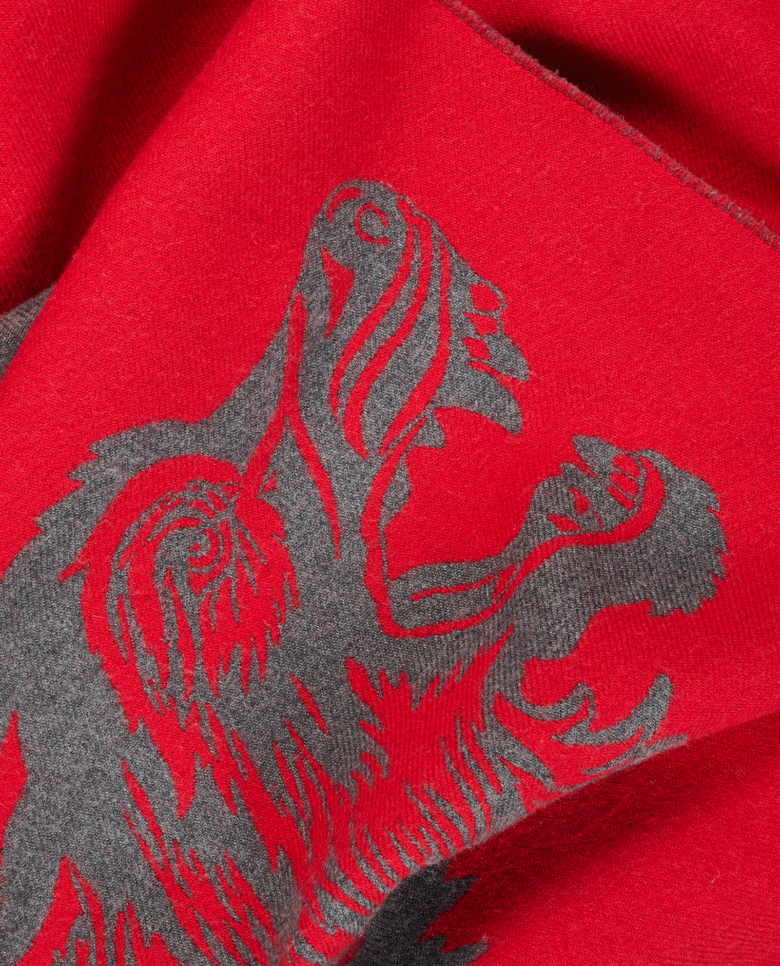 Gucci Wolf Scarf, &pound;250, Accessories, Grey/Red, Wool, Other view