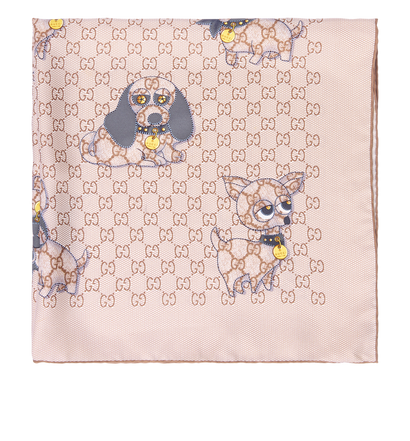 Gucci GG Dog Print Square Scarf, front view