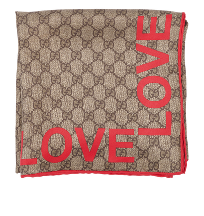 Gucci GG Love Scarf, &pound;210, Accessories, Beige/Red, Silk, Front view