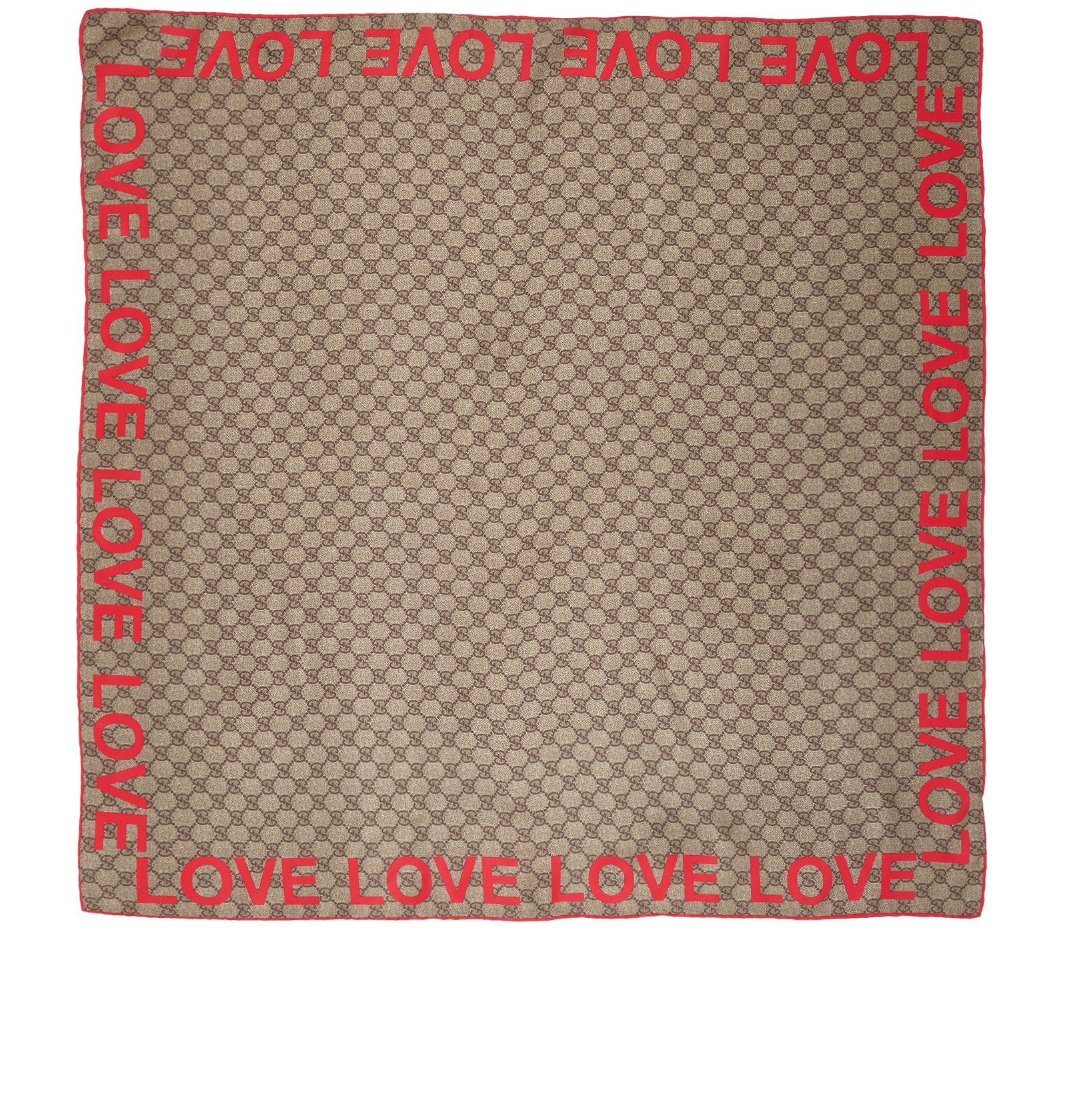 Gucci GG Love Scarf, &pound;210, Accessories, Beige/Red, Silk, Back view