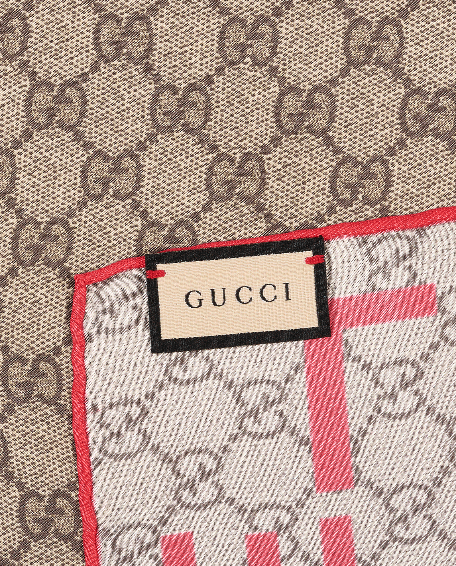Gucci GG Love Scarf, &pound;210, Accessories, Beige/Red, Silk, Other view