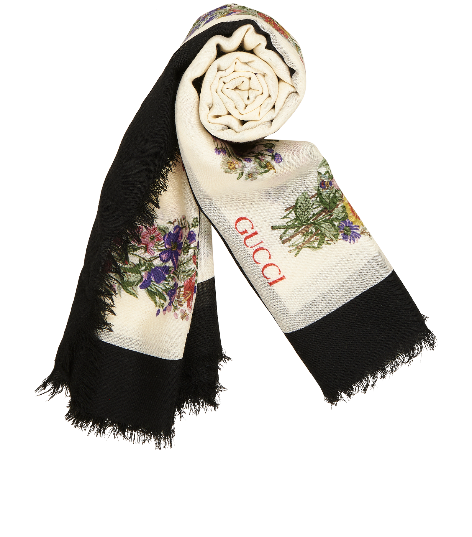Gucci Floral Shawl, &pound;220, Accessories, Black/White, Wool, Other view