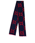 Gucci GG Jacquard Scarf, &pound;250, Clothing, Blue/Red, Wool, Front view