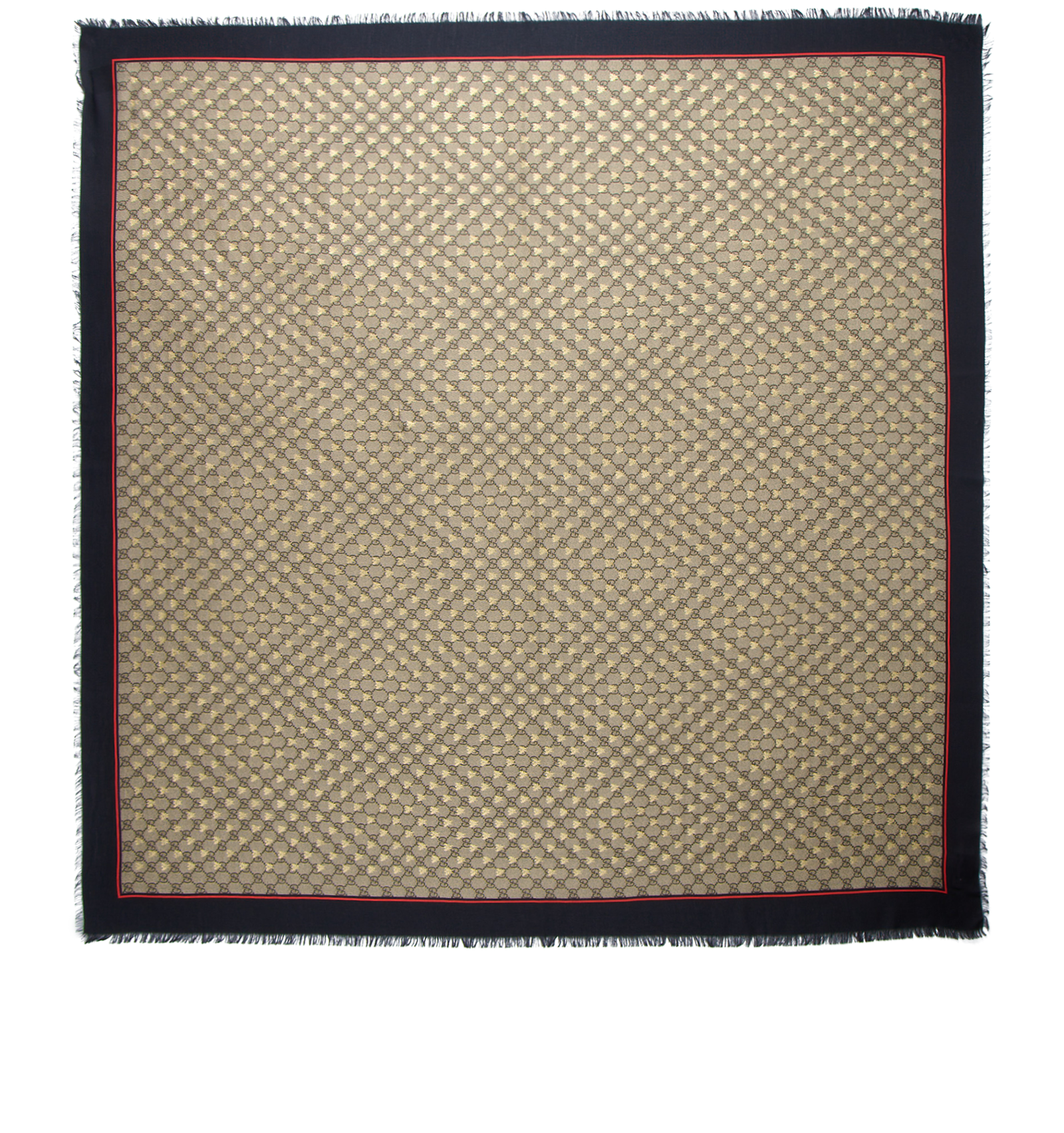 Gucci Gold Bee Monogram Square Scarf, &pound;195, Accessories, Beige, Silk, Back view