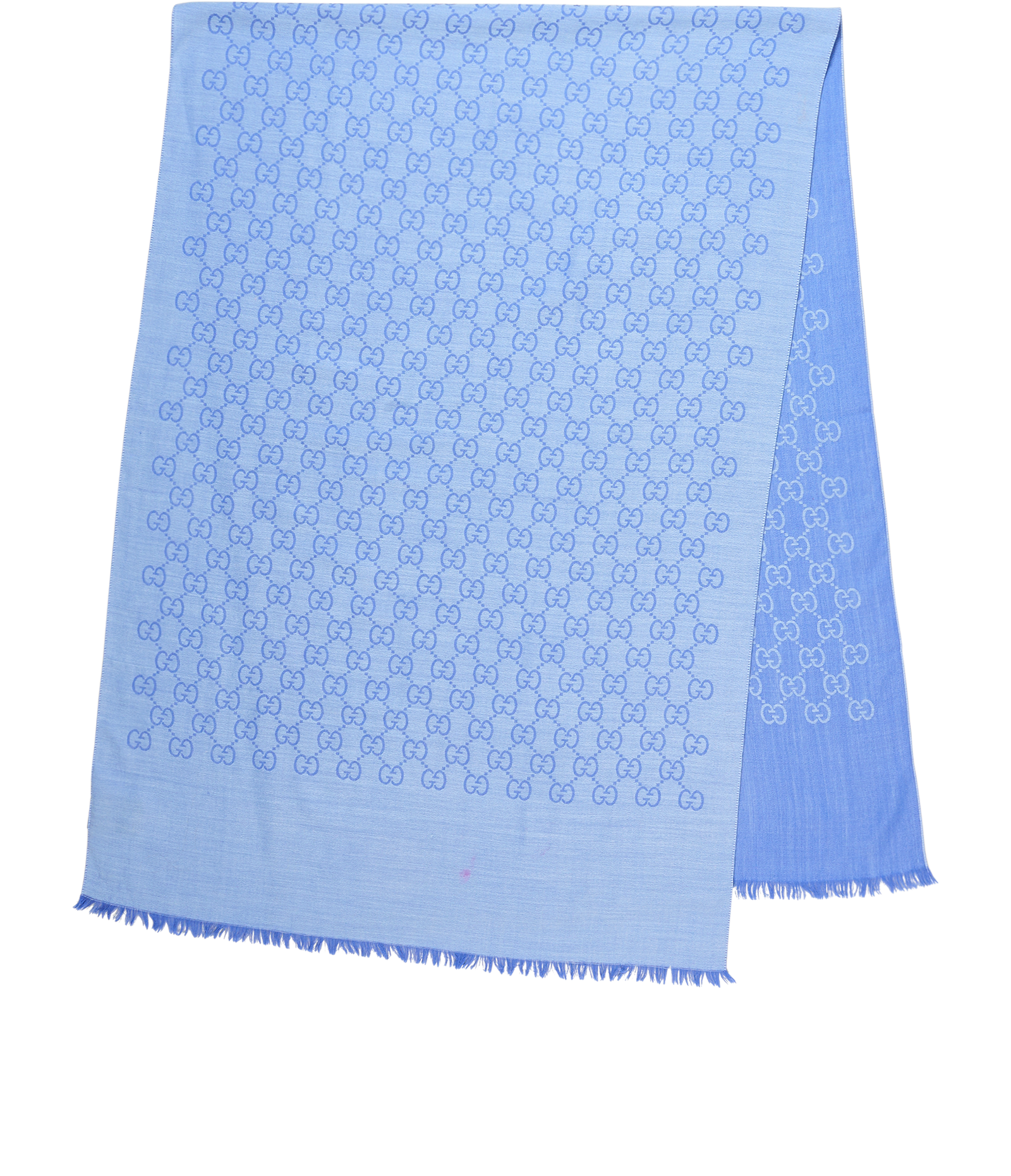 Gucci GG Fringed Scarf, &pound;150, Accessories, Blue, Wool, Back view