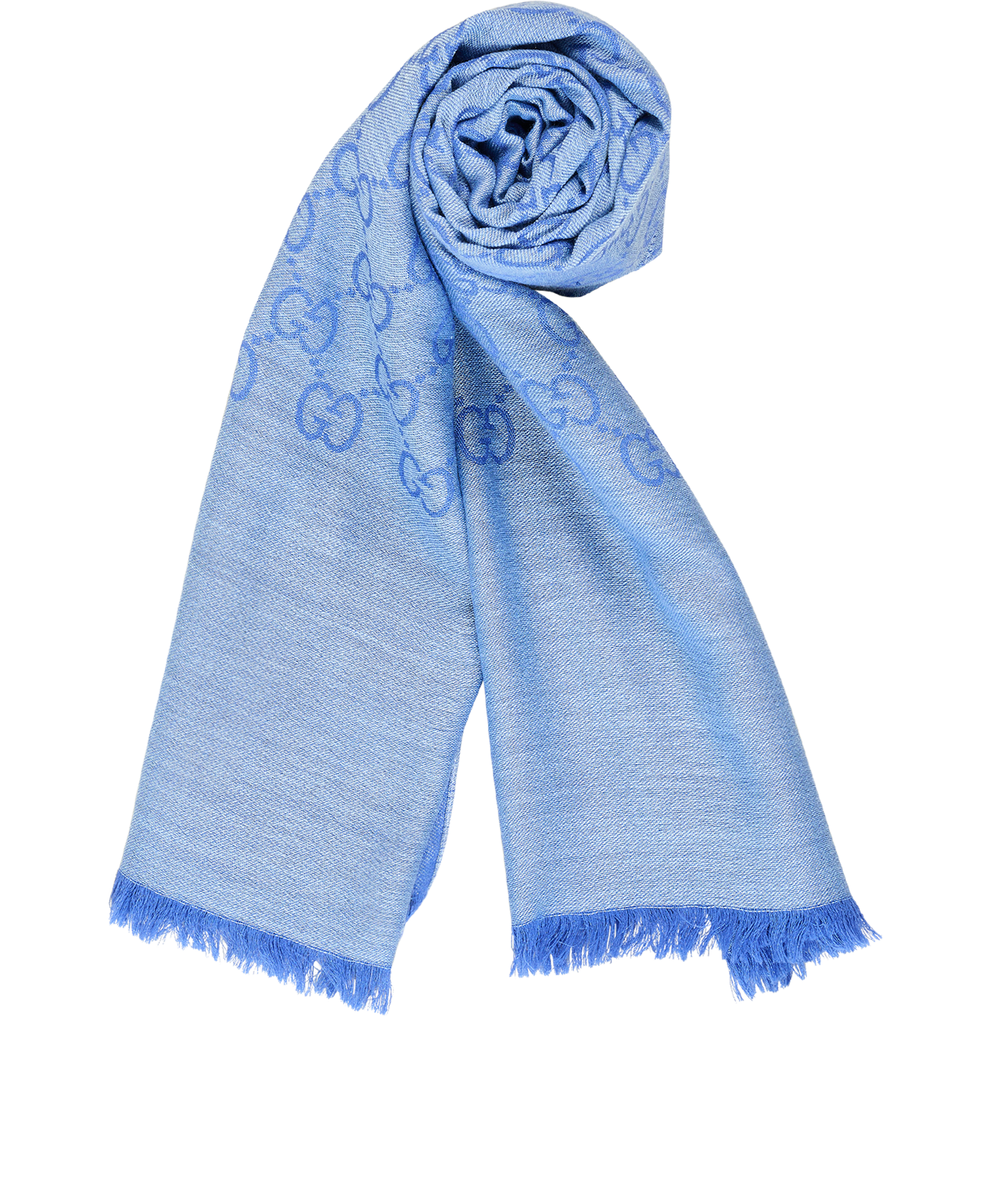 Gucci GG Fringed Scarf, &pound;150, Accessories, Blue, Wool, Other view