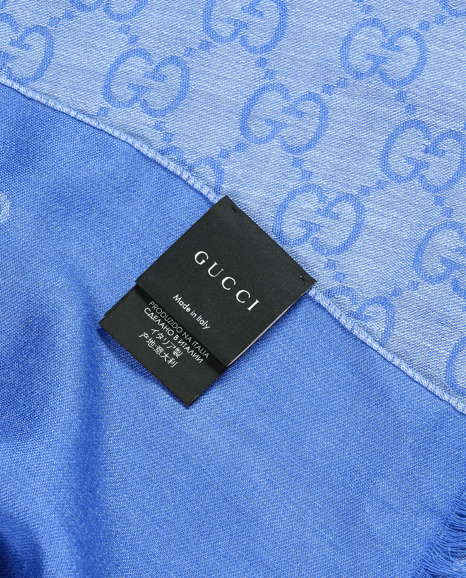 Gucci GG Fringed Scarf, &pound;150, Accessories, Blue, Wool, Other view