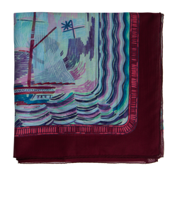 Hermes Henri Smith Sailor 1880 Square 90x90 Scarf, Silk, Burgundy/ Blue, M