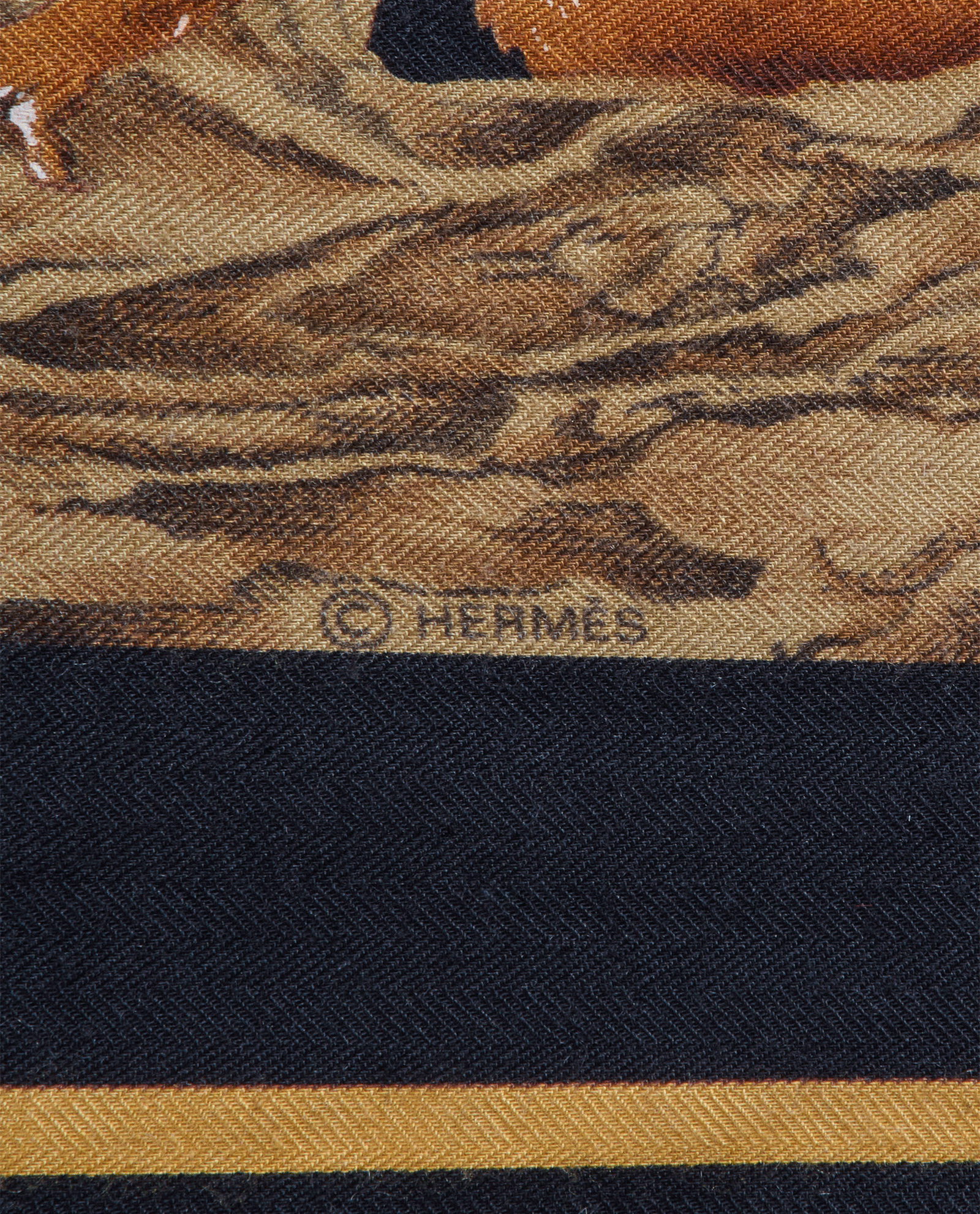 Hermes Casse-Noisette Scarf, &pound;350, Accessories, Black/Brown, Cashmere/Silk, Other view