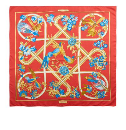 Hermès Caraibes Scarf 90, &pound;195, Accessories, Blue/Red, Silk, Front view