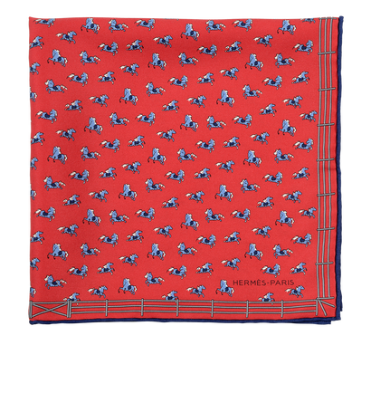 Hermes Galloping Horse Pocket Square, front view