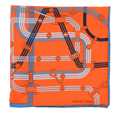 Hermes Correspondances Pocket Square, front view
