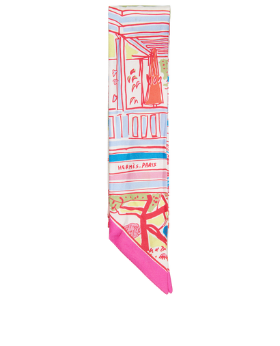 Hermes Rayures D'Ete Twilly, &pound;85, Accessories, Green/Pink/White, Silk, Front view